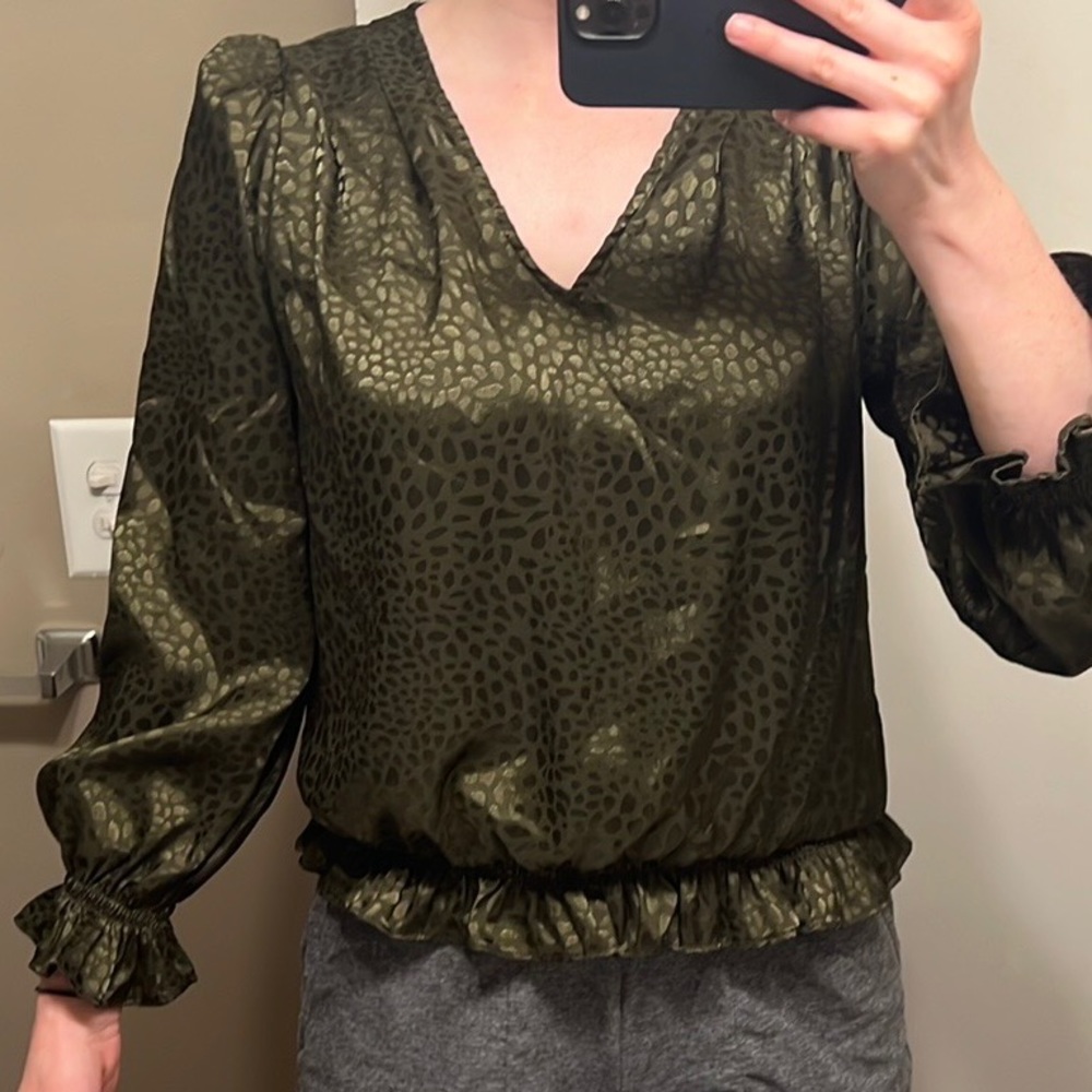 Green V-Neck Blouse